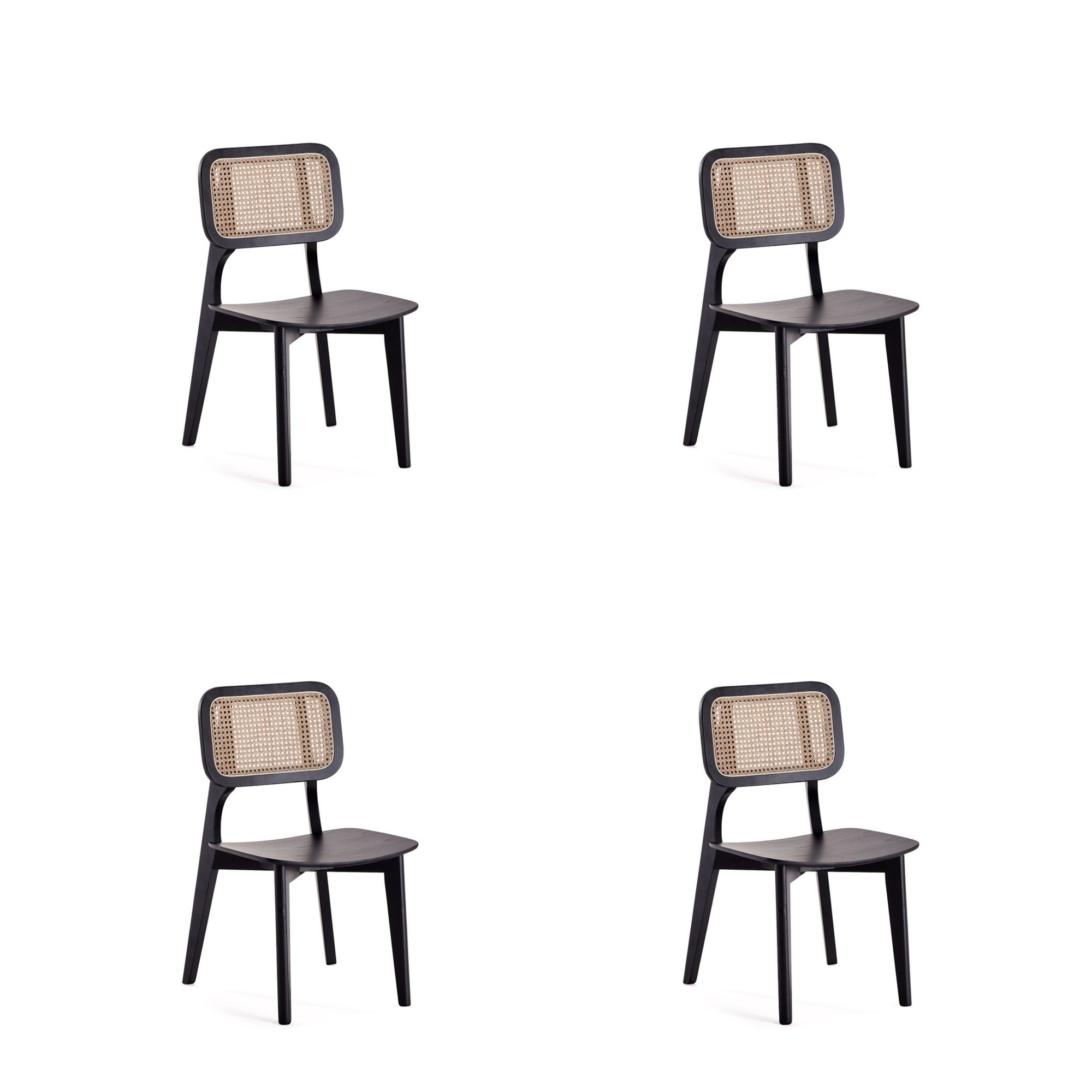 Manhattan Comfort, Versailles Square Chair in Black and Cane 4-Set, Primary Color Black, Included (qty.) 4 Model# 2-DCCA01